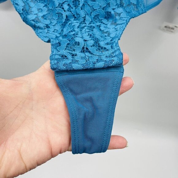 INC International Concepts Womens XL Long-Sleeve Lace Mesh Bodysuit Blue 891 - Picture 4 of 9